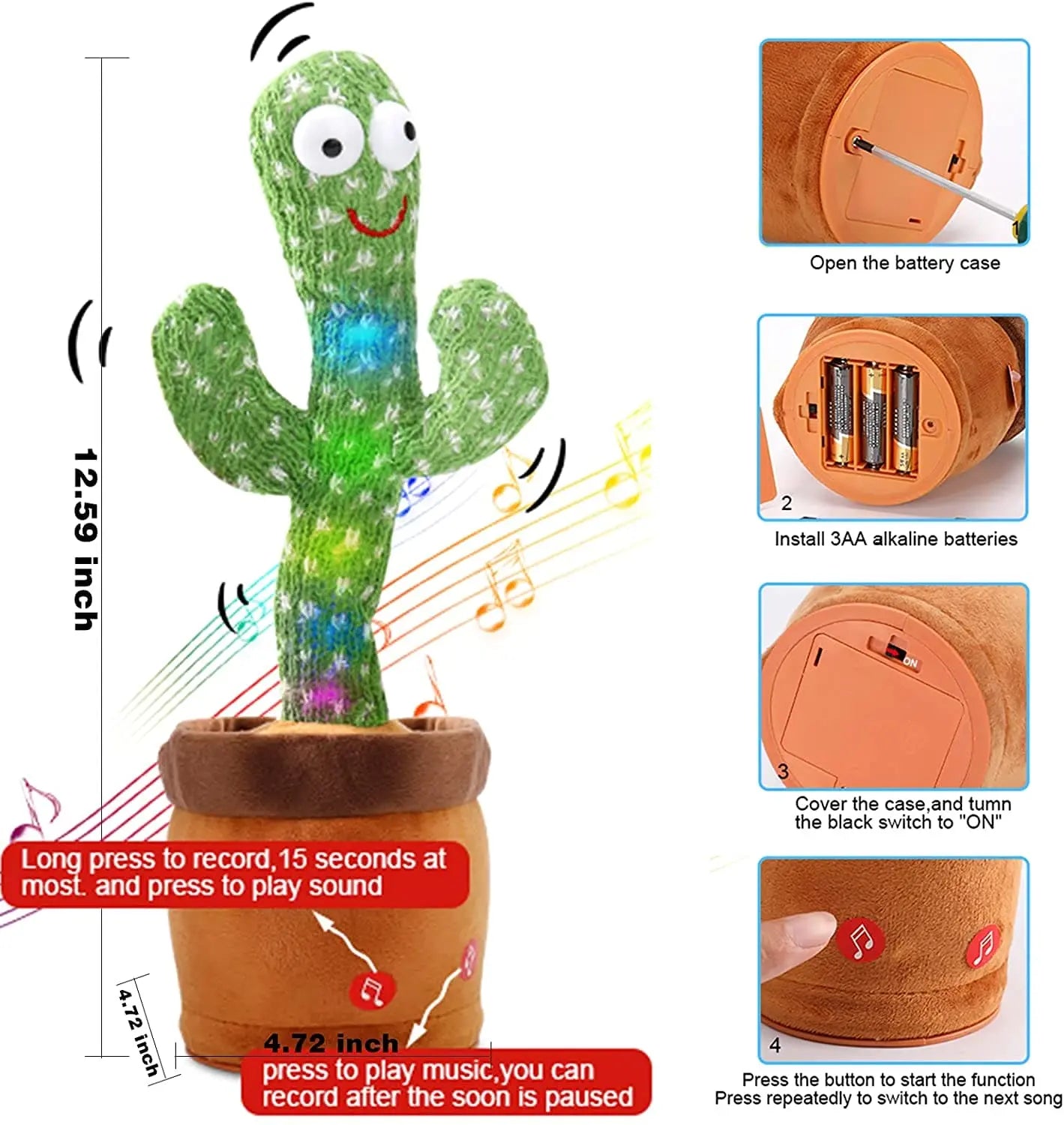 Dancing Talking Cactus Toy (Rechargeable | 02)