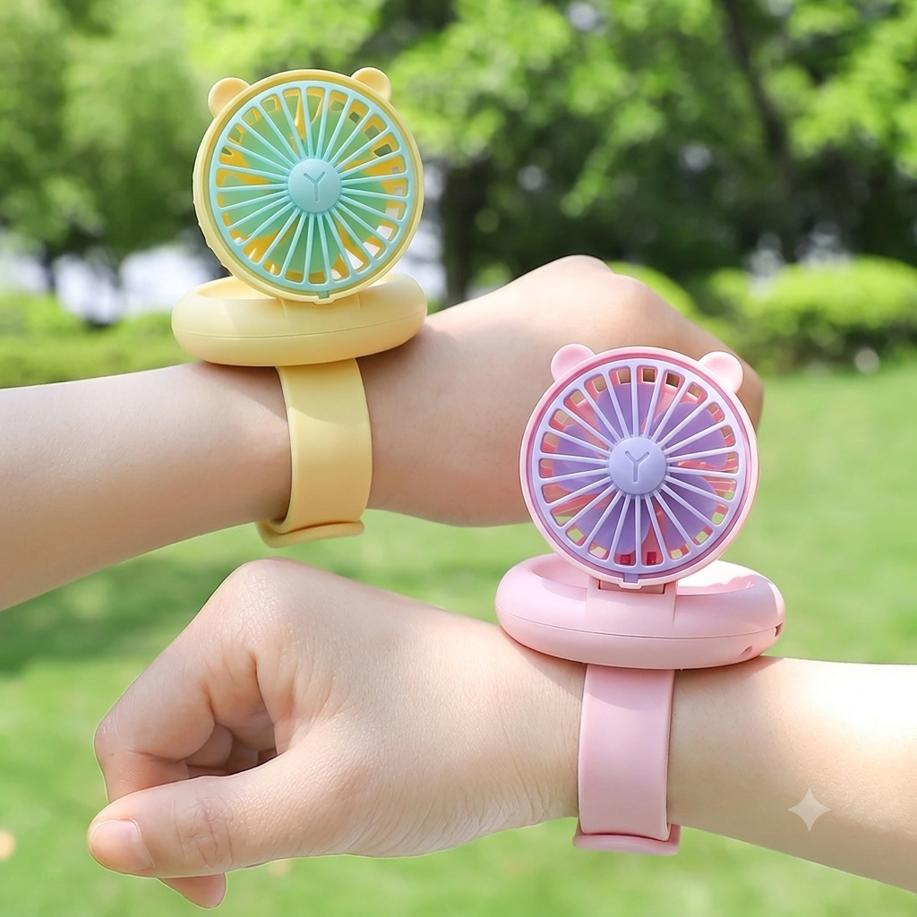 Mini Kids Watch Fan Quiet 3 Speed Adjustable Luminous Fan for IndoorOutdoor